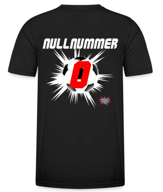 Design T-Shirt schwarz Fußball Motiv Spruch Nummer 0 Nullnummer Logo UpNDownsports