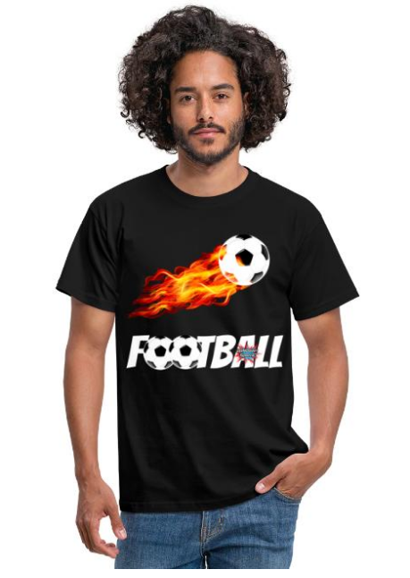 Design T-Shirt schwarz Fußball Motiv brennender Fußball Logo UpNDownsports