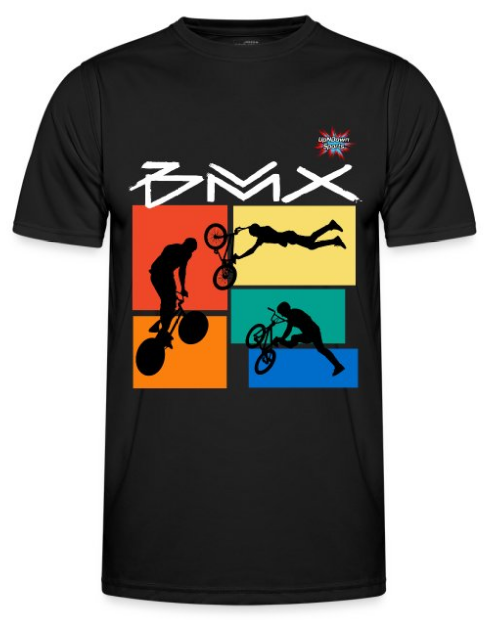 Design BMX Radfahren T-Shirt schwarz mit Spruch BMX Motiv BMX-Fahrer beim Springen Logo UpNDownSports