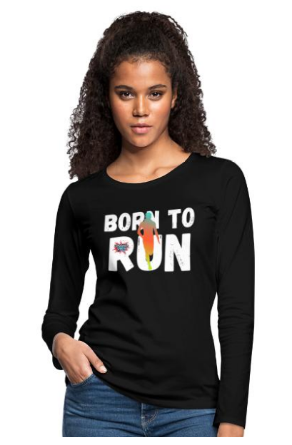 Design T-Shirt schwarz Langarm Laufen Schrift weiß Motiv Läufer in vielen Farben Logo UpNDownsports