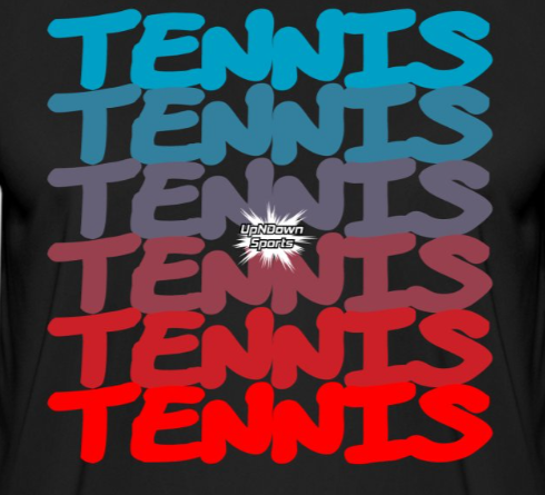 Design Schrift Tennis UpNDownSports mit Farbverlauf blau bis rot