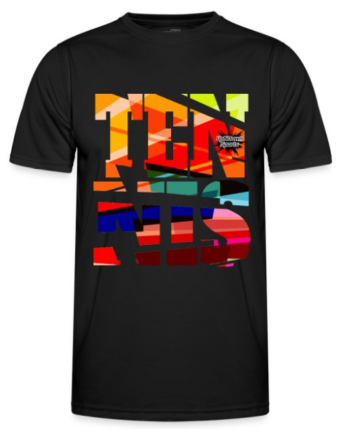 Design T-Shirt schwarz Tennis Tennisspieler Schrift in vielen Farben Logo UpNDownsports