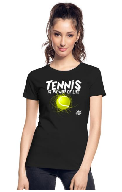 Design Langarmshirt schwarz Tennis Frauen Tennisspielerin mit Spruch Tennis is my way of life
