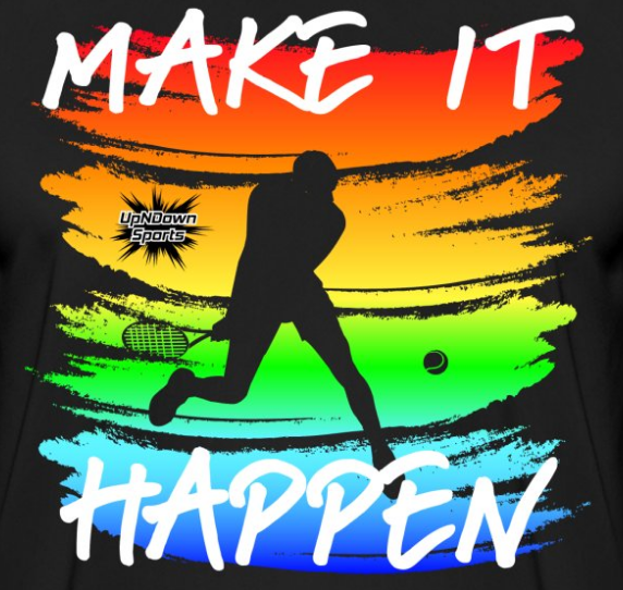 Design Tennis Tennisspieler mit Spruch Make it Happen
