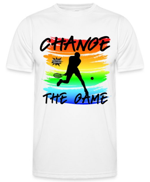 Design Tennis T-Shirt weiß Tennisspieler mit Spruch Change the game