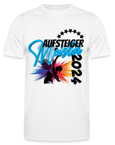 Design Meister oder Aufsteiger T-Shirt weiß für Tennis mit Tennisspieler beim Aufschlag